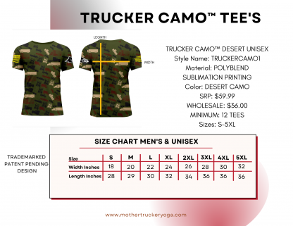 Army Green Trucker Camo T-Shirt Sizing Chart Mother Trucker Yoga