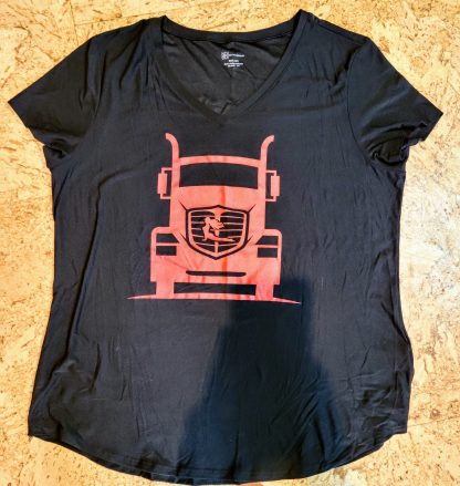 Mother Trucker Yoga Women's Trucker Tee Black with Red Front