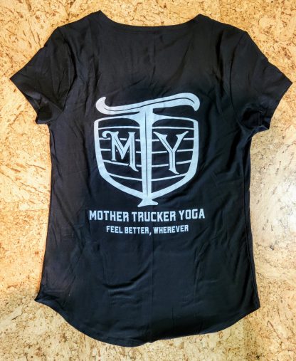 Mother Trucker Yoga Women's Trucker Tee Black Back