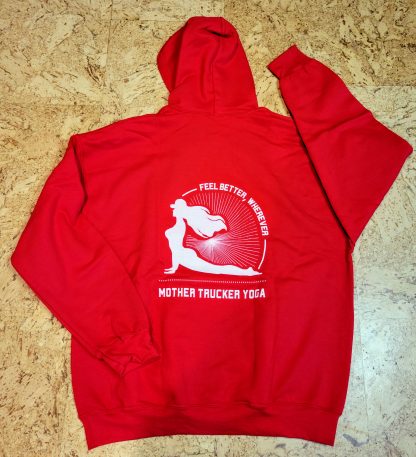 Mother Trucker Yoga Hoodie Red Back