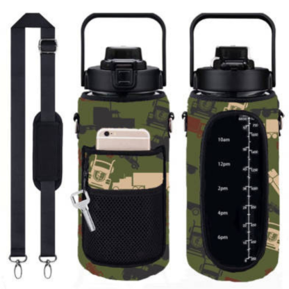 trucker camo army green water bottle
