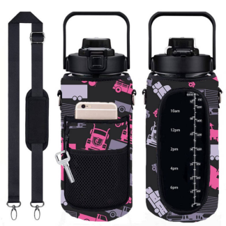 trucker camo hot pink travel water bottle
