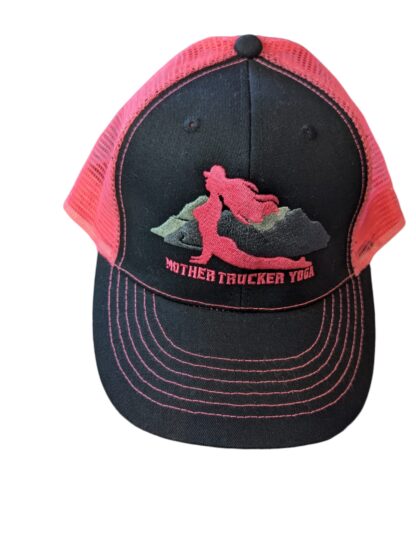 Mother Trucker Yoga® Neon Pink Trucker Hat - Image 6