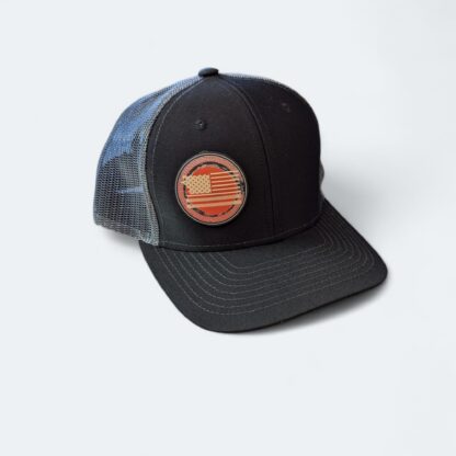 American Proud Tire Tread Flag Rubber Patch Trucker Hat – Drive with Honor