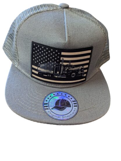 Sepia-Toned Semi Truck American Flag Patch Hat – Patriotic Pride - Image 3