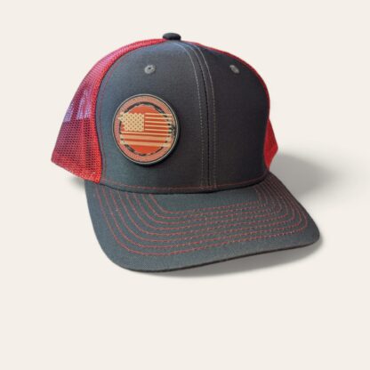 American Proud Tire Tread Flag Rubber Patch Trucker Hat – Drive with Honor - Image 2