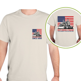 Legacy 18 Wheels Truckin’ Tee – Ride in Tribute (TAN)